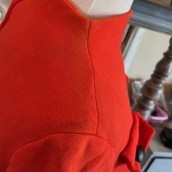 Vintage and Beautiful fall orange dress! .Material is a heavy polyester! - Picture 5 of 9